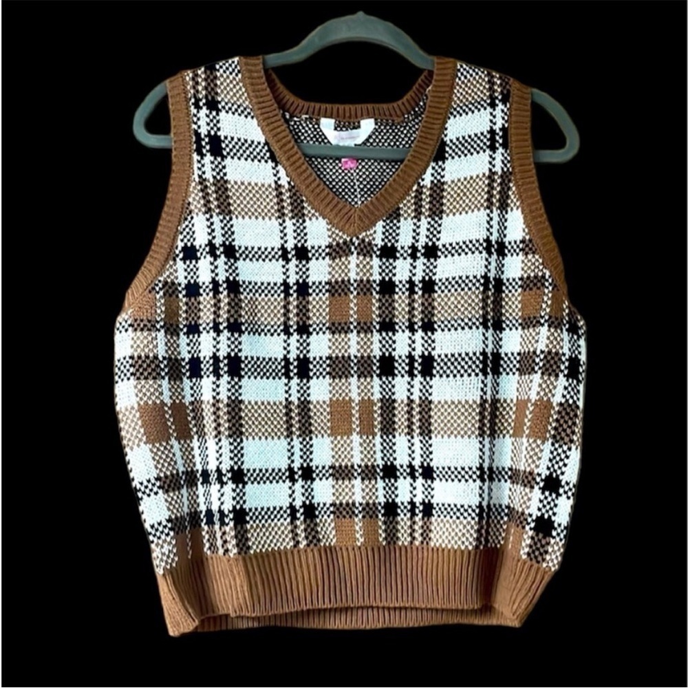 size XL brown plaid No Boundaries sweater vest 2/$30